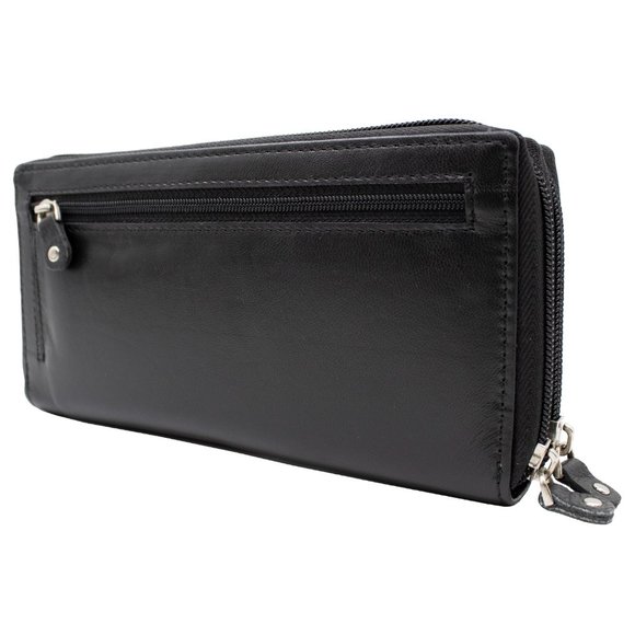 RFID Blocking Leather Black Checkbook Cover, ID Holder, Credit Card & Currency - Picture 10 of 14